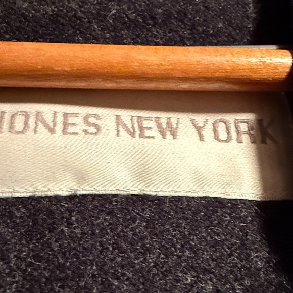 Jones New York Dark black lined coat with hood. - Picture 3 of 6